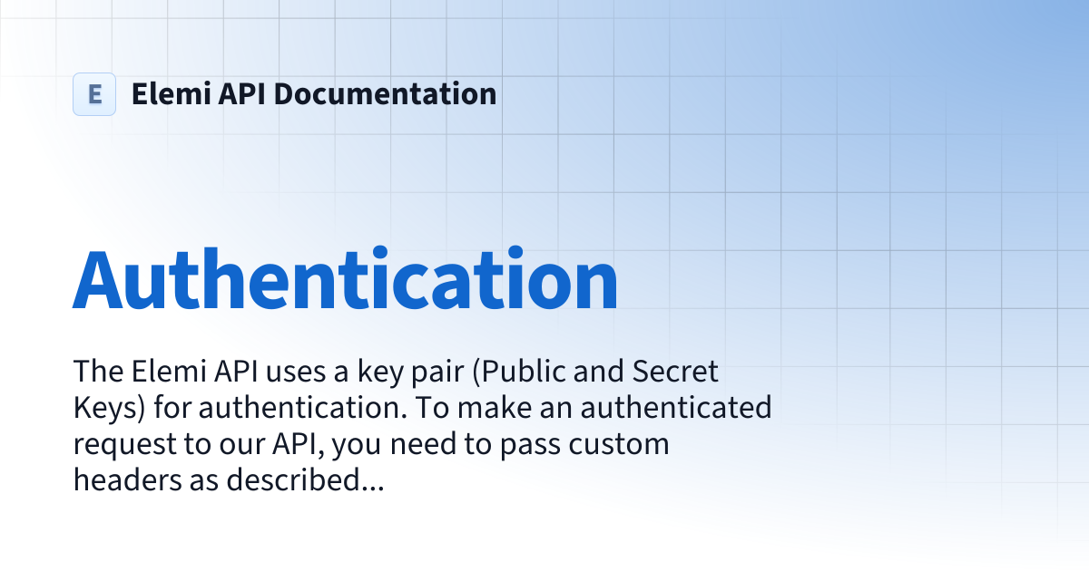 Authentication | Elemi API Documentation